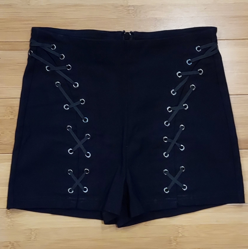 Black Lace-Up Shorts By Spirit Halloween Women's Size Medium Never Worn